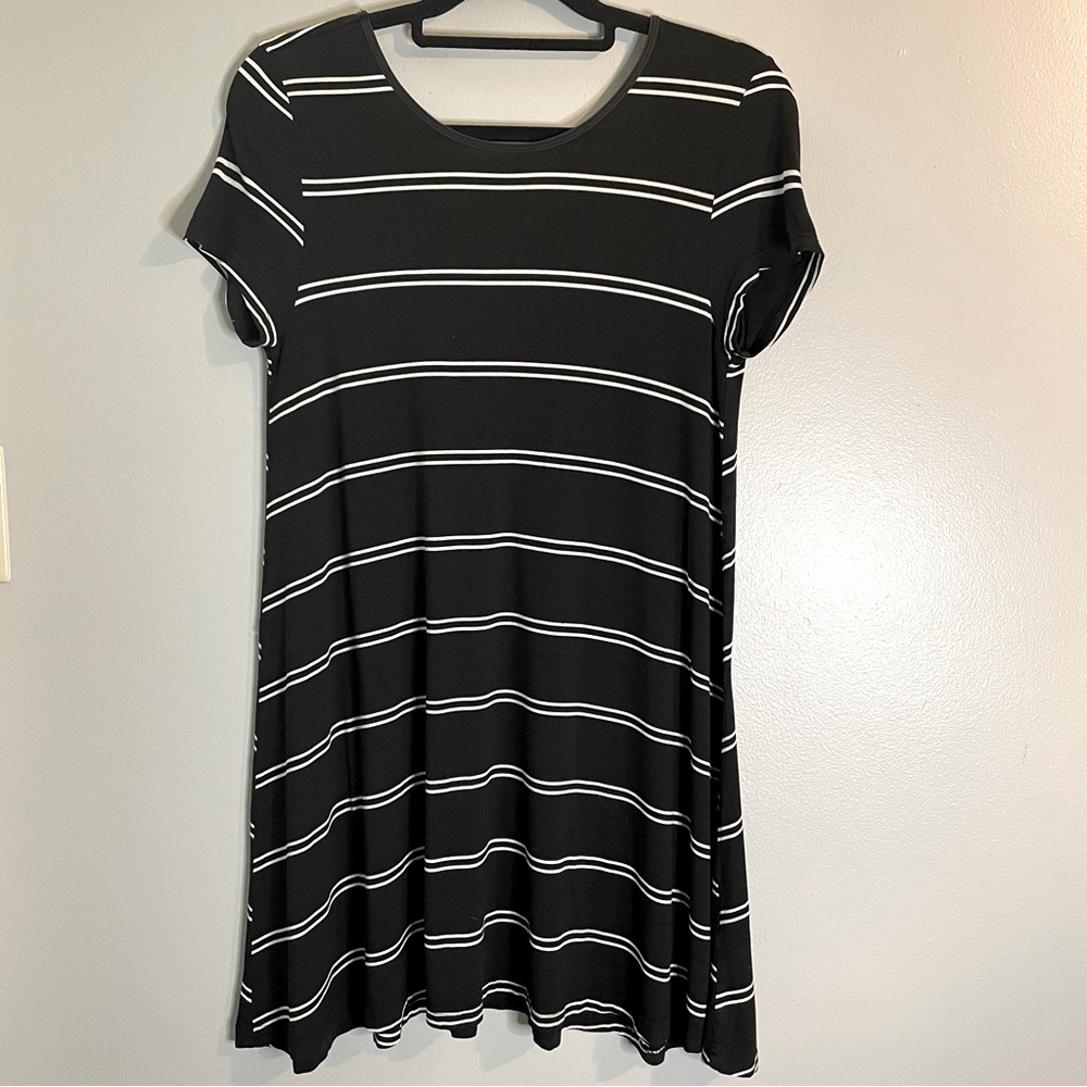 LULUS Stand in Sunlight Black Striped Dress SZ/LG